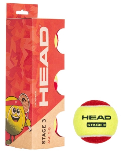 Dětské tenisové míče HEAD STAGE 3 RED Dětské tenisové míče HEAD STAGE 3 RED