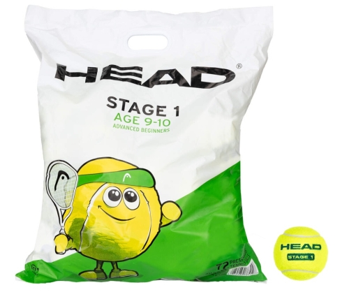 Dětské tenisové míče HEAD STAGE 1 GREEN Polybag 72 Dětské tenisové míče HEAD STAGE 1 GREEN Polybag 72