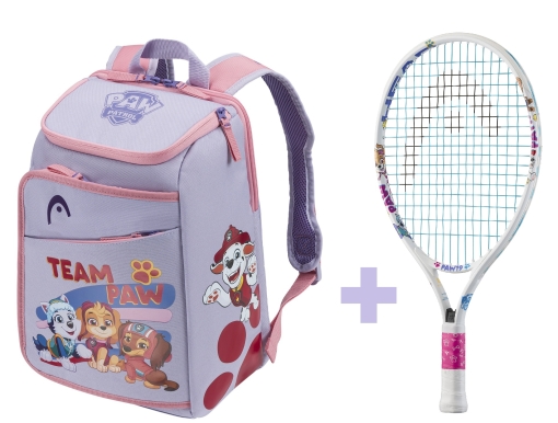 Tenisový set Tlapková patrola Head Paw 19 bílá + Kids Backpack Paw Patrol